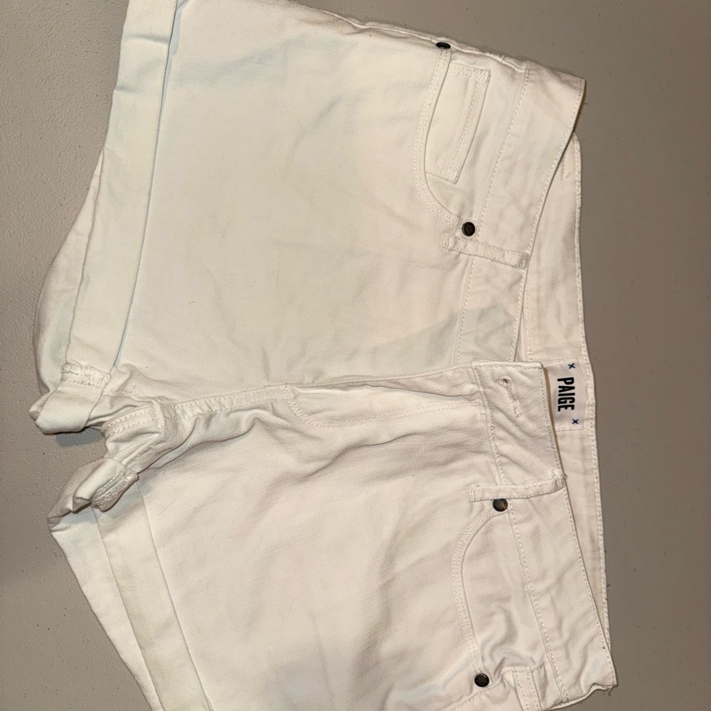 PAIGE Cream Denim Shorts